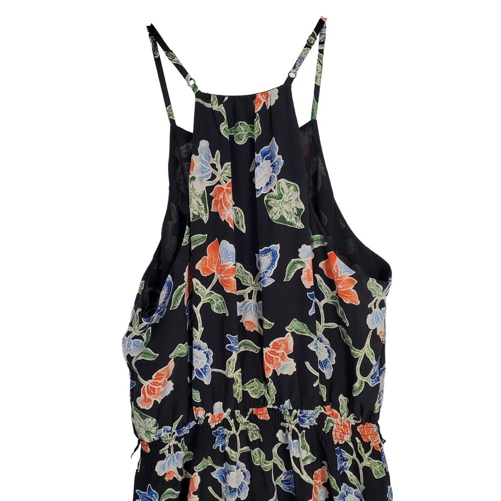 Joie Sz M Dress Deme Silk Chiffon Faux Wrap Hi Lo Flowing Midi Ruffle Hem Floral - Picture 6 of 11